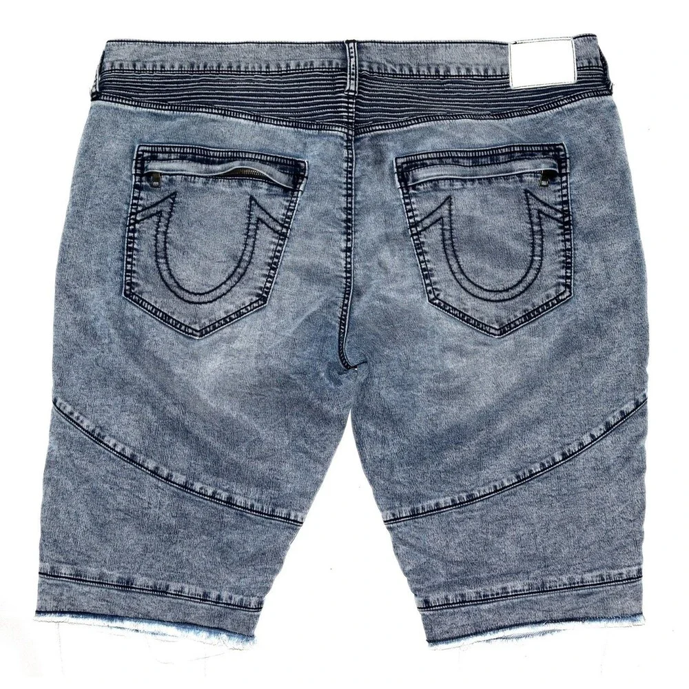 True‎ Religion Geno Relaxed Slim Moto Men's Shorts Size 42 Thrashed Distressed
